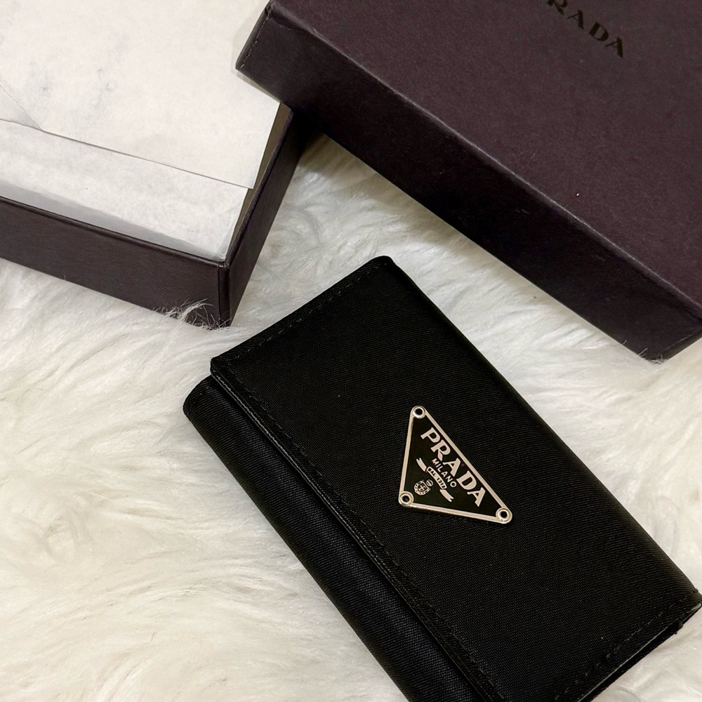 Vintage Prada Black Leather Key Case for Men